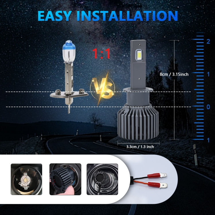 P9 1 Pair H1 6000K / 4000LM / 35W / DC10-32V IP68 Waterproof Car LED Headlight