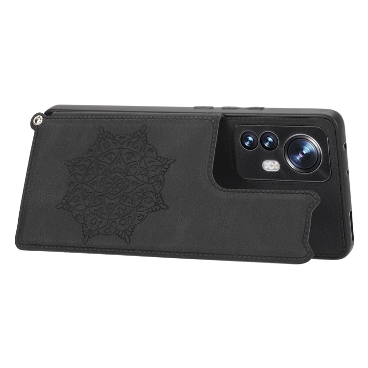 For Xiaomi 12 Mandala Embossed Card Slots Magnetic Phone Case