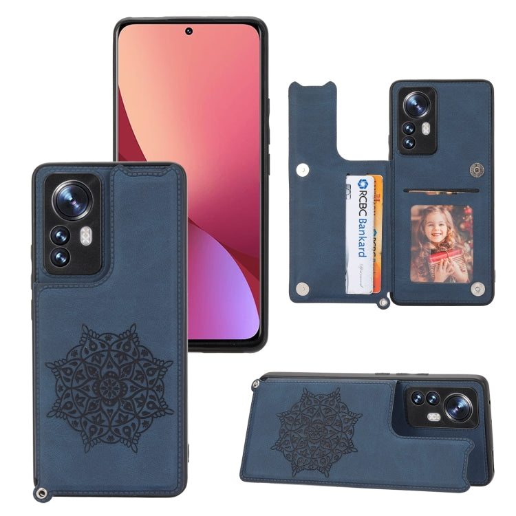 For Xiaomi 12 Mandala Embossed Card Slots Magnetic Phone Case