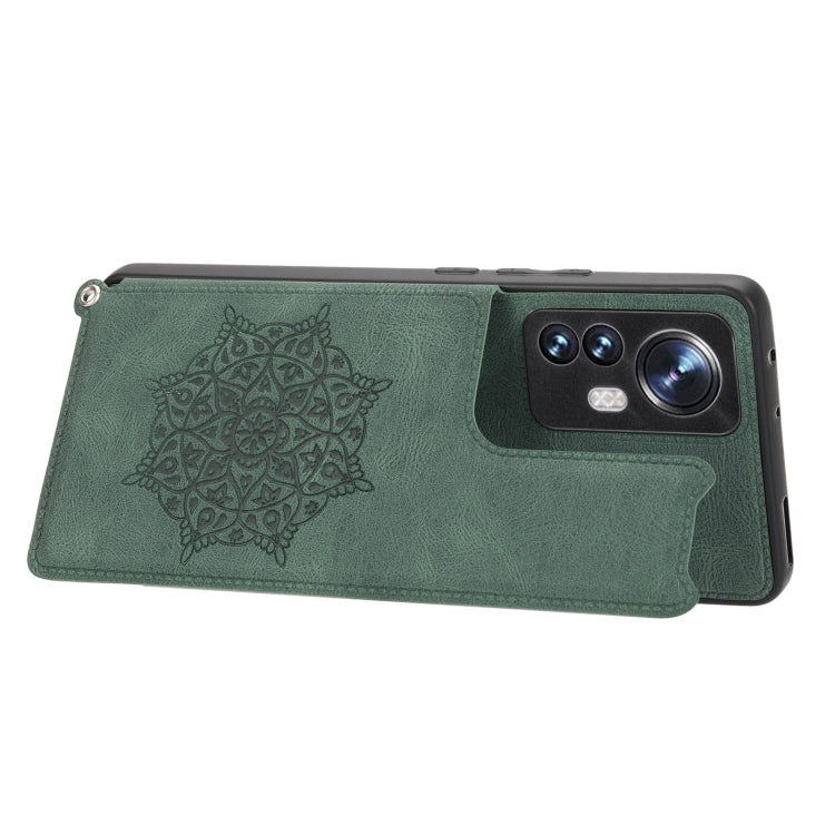 For Xiaomi 12 Mandala Embossed Card Slots Magnetic Phone Case