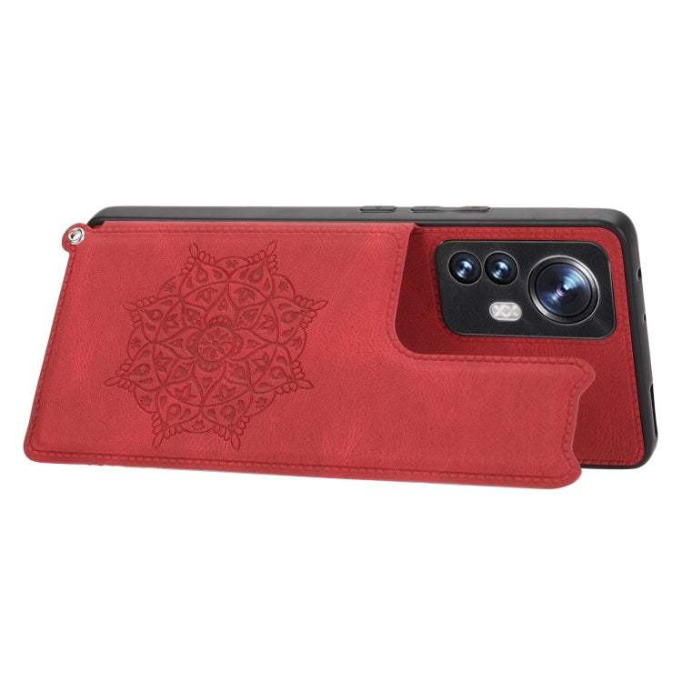 For Xiaomi 12 Mandala Embossed Card Slots Magnetic Phone Case