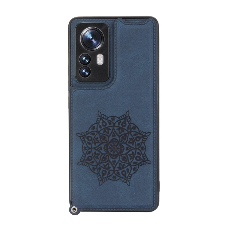 For Xiaomi 12 Pro Mandala Embossed Card Slots Magnetic Phone Case
