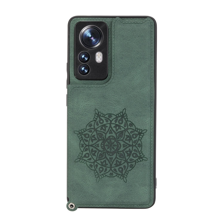 For Xiaomi 12 Pro Mandala Embossed Card Slots Magnetic Phone Case