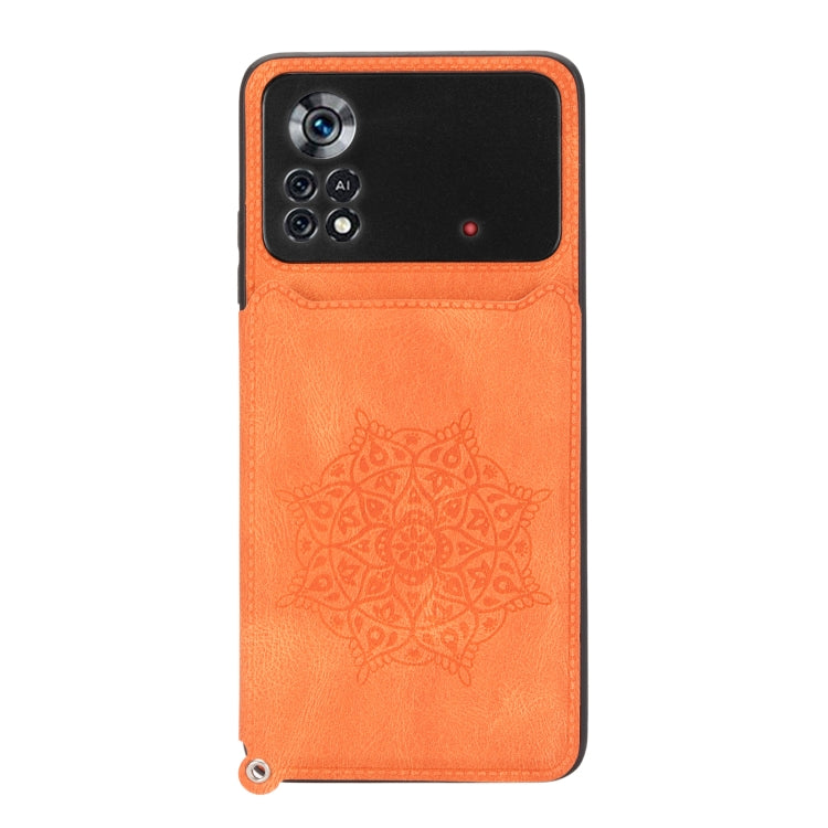 For Xiaomi Poco X4 Pro 5G Mandala Embossed Card Slots Magnetic Phone Case