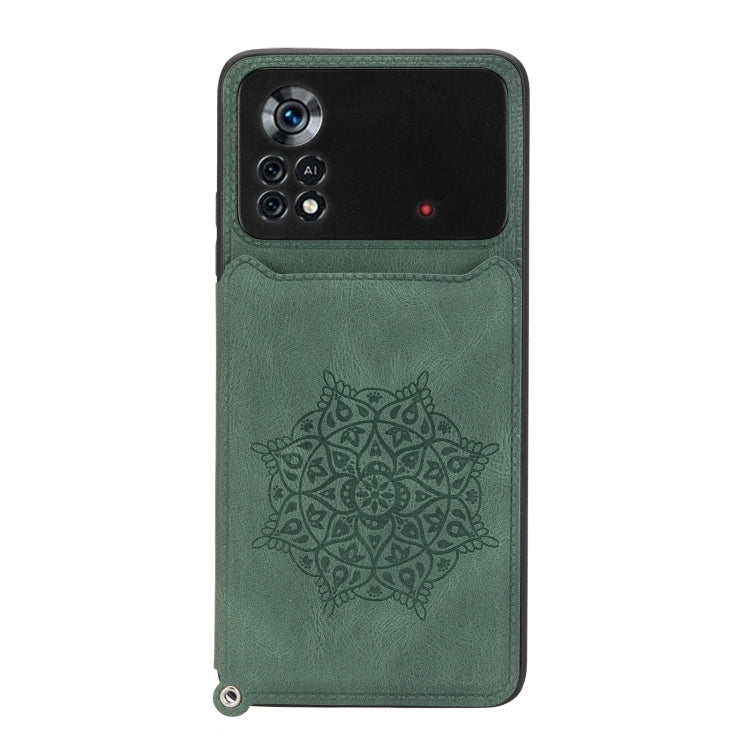 For Xiaomi Poco X4 Pro 5G Mandala Embossed Card Slots Magnetic Phone Case