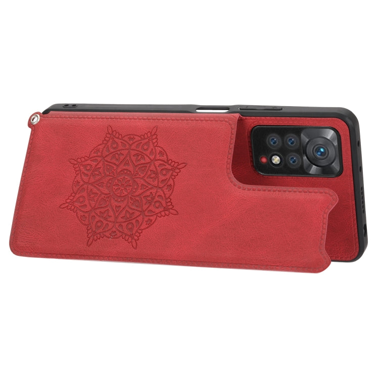 For Xiaomi Redmi Note 11 Pro Mandala Embossed Card Slots Magnetic Phone Case