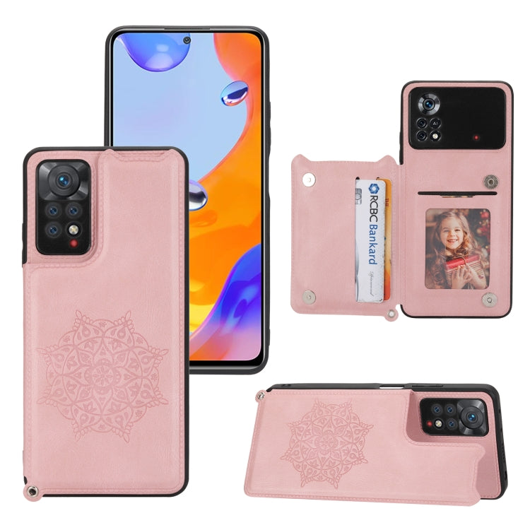 For Xiaomi Redmi Note 11 Pro Mandala Embossed Card Slots Magnetic Phone Case