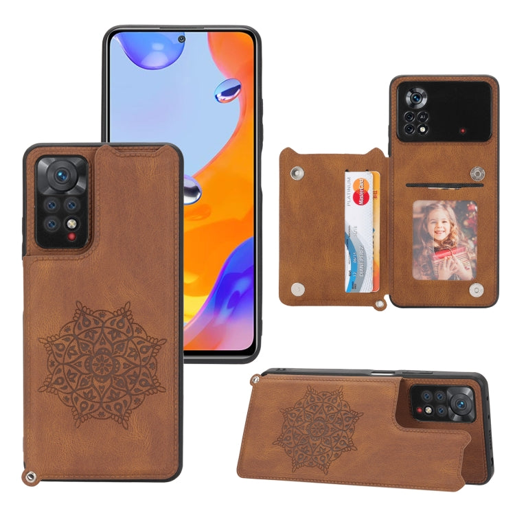 For Xiaomi Redmi Note 11 Pro Mandala Embossed Card Slots Magnetic Phone Case