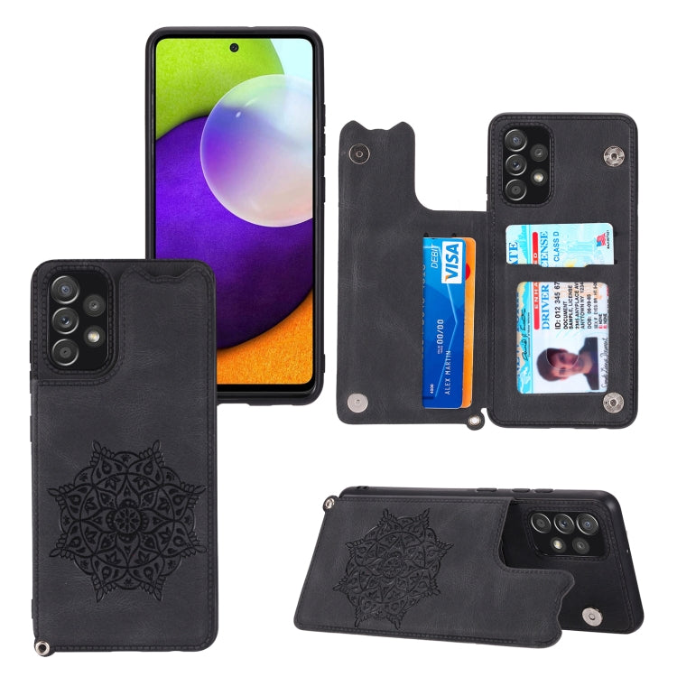 For Samsung Galaxy A23 4G Mandala Embossed Card Slots Magnetic Phone Case