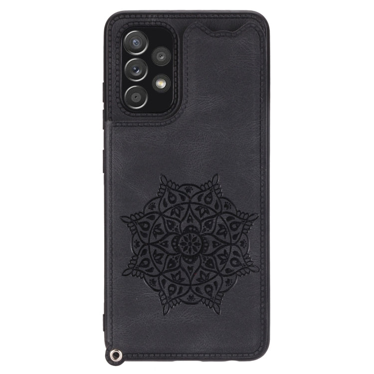 For Samsung Galaxy A23 4G Mandala Embossed Card Slots Magnetic Phone Case