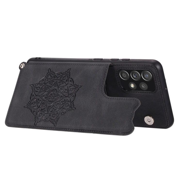 For Samsung Galaxy A23 4G Mandala Embossed Card Slots Magnetic Phone Case