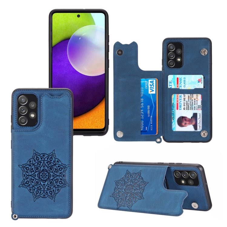 For Samsung Galaxy A23 4G Mandala Embossed Card Slots Magnetic Phone Case