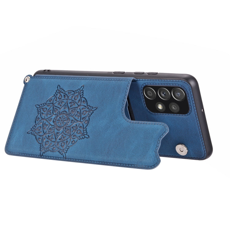 For Samsung Galaxy A23 4G Mandala Embossed Card Slots Magnetic Phone Case