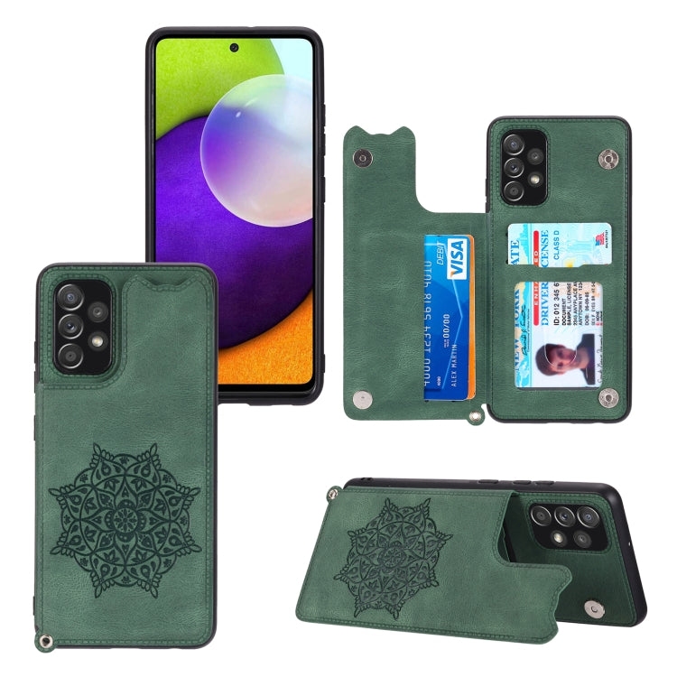 For Samsung Galaxy A23 4G Mandala Embossed Card Slots Magnetic Phone Case