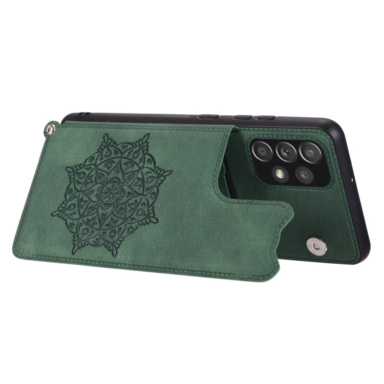 For Samsung Galaxy A23 4G Mandala Embossed Card Slots Magnetic Phone Case