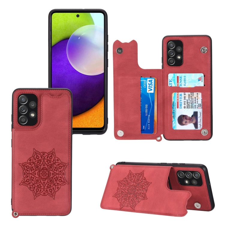 For Samsung Galaxy A23 4G Mandala Embossed Card Slots Magnetic Phone Case