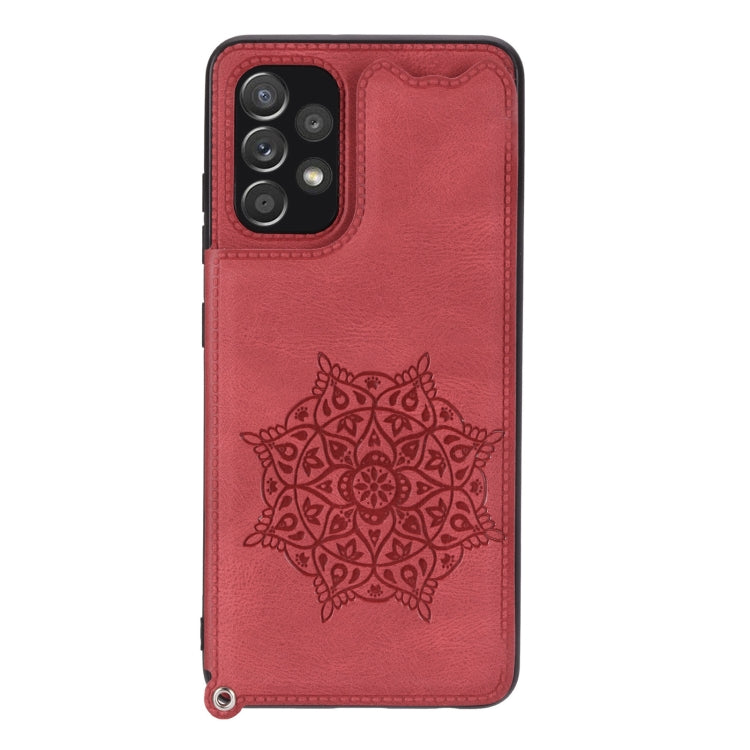 For Samsung Galaxy A23 4G Mandala Embossed Card Slots Magnetic Phone Case