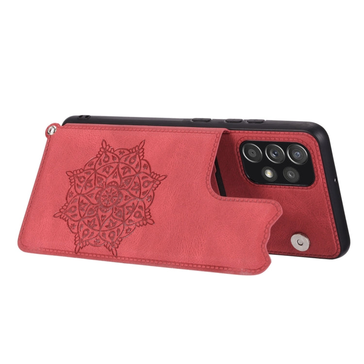 For Samsung Galaxy A23 4G Mandala Embossed Card Slots Magnetic Phone Case