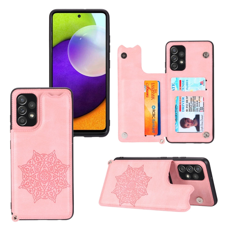 For Samsung Galaxy A23 4G Mandala Embossed Card Slots Magnetic Phone Case