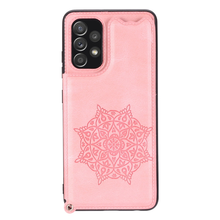 For Samsung Galaxy A23 4G Mandala Embossed Card Slots Magnetic Phone Case