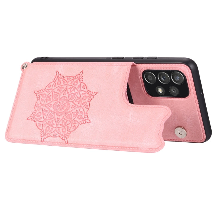 For Samsung Galaxy A23 4G Mandala Embossed Card Slots Magnetic Phone Case