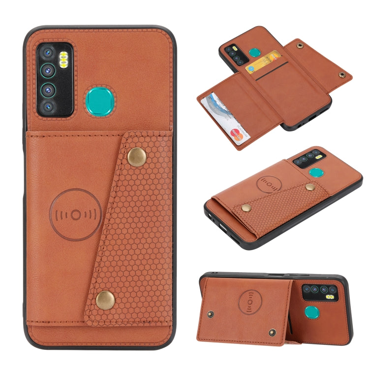 For Infinix Hot 9 / Note 7 Lite Double Buckle Card Slots Magnetic Phone Case