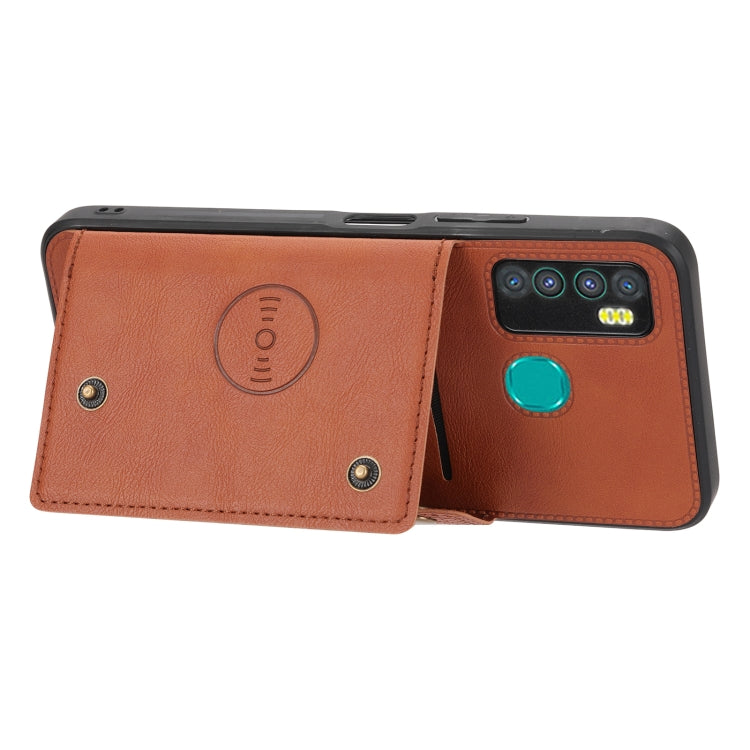For Infinix Hot 9 / Note 7 Lite Double Buckle Card Slots Magnetic Phone Case