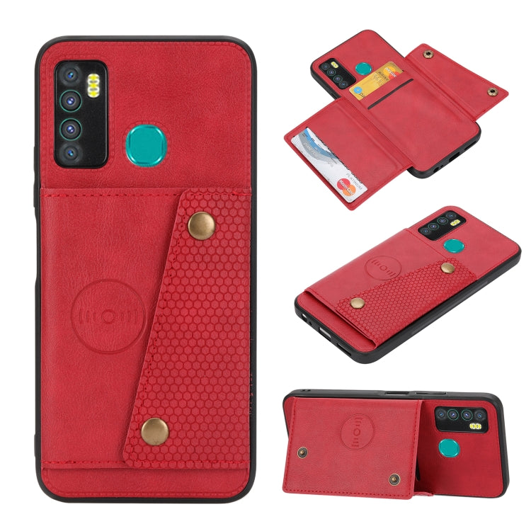 For Infinix Hot 9 / Note 7 Lite Double Buckle Card Slots Magnetic Phone Case