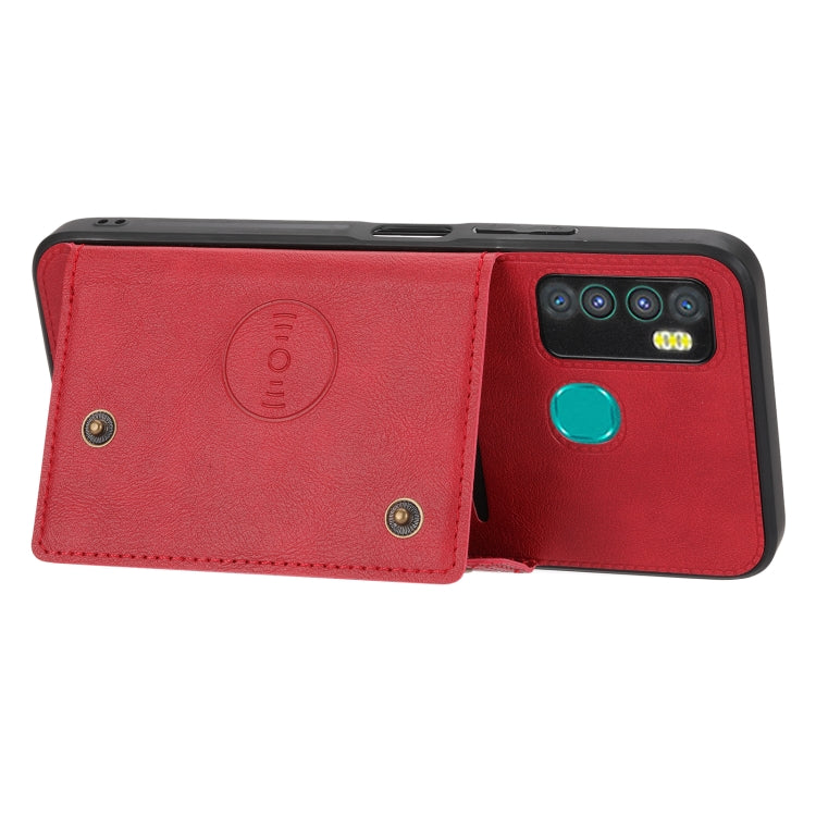 For Infinix Hot 9 / Note 7 Lite Double Buckle Card Slots Magnetic Phone Case