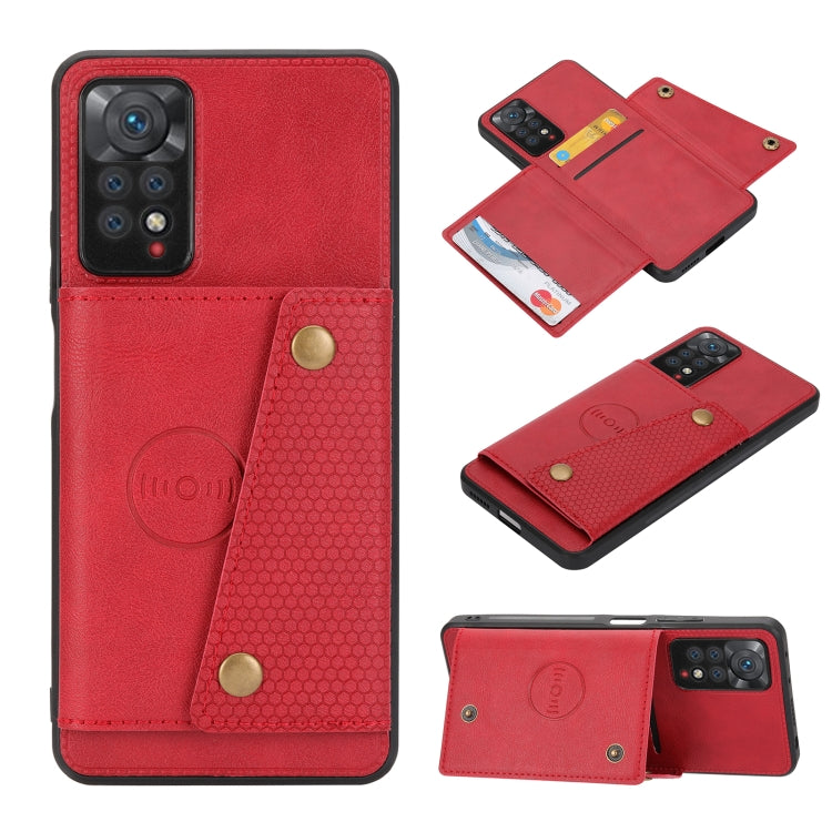For Xiaomi Redmi Note 11 Pro Double Buckle Card Slots Magnetic Phone Case
