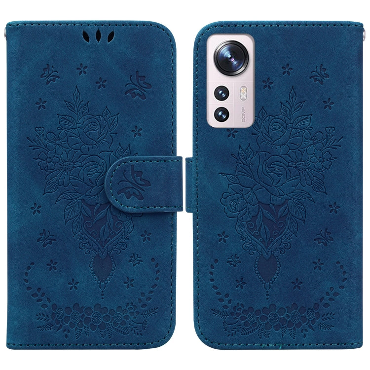 For Xiaomi 12 / 12X Butterfly Rose Embossed Leather Phone Case