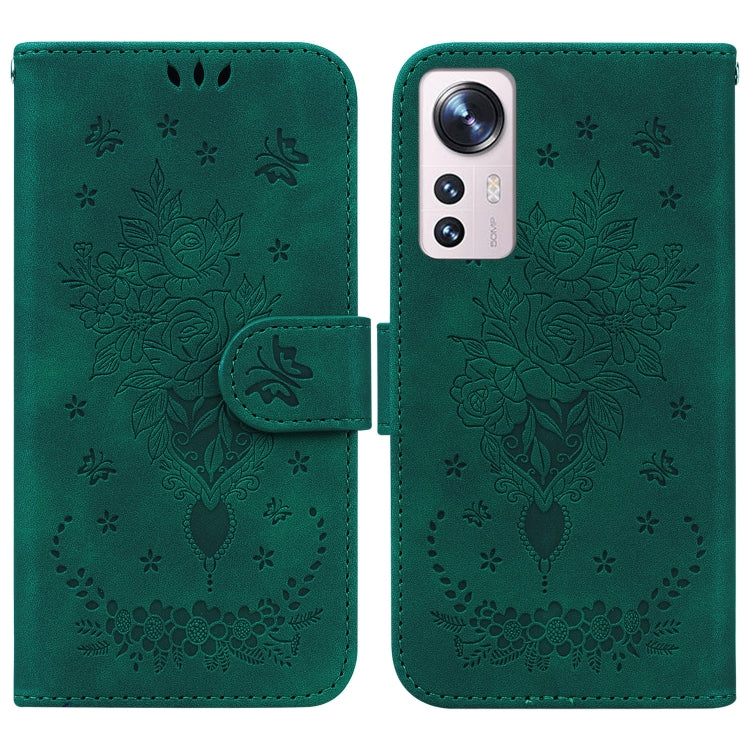 For Xiaomi 12 / 12X Butterfly Rose Embossed Leather Phone Case