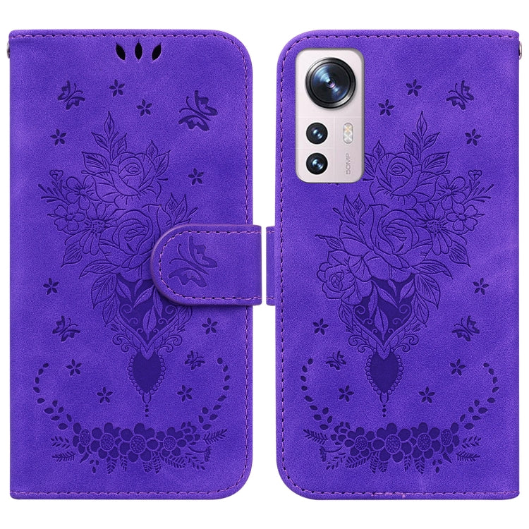 For Xiaomi 12 / 12X Butterfly Rose Embossed Leather Phone Case