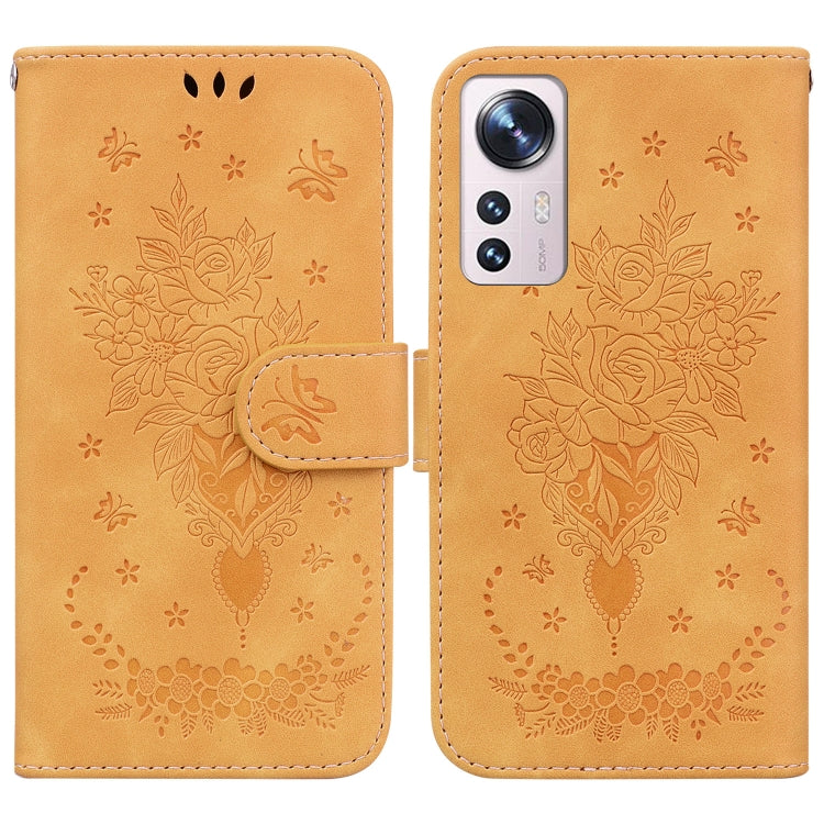 For Xiaomi 12 / 12X Butterfly Rose Embossed Leather Phone Case