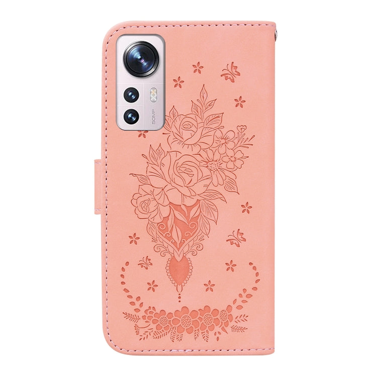 For Xiaomi 12 Pro Butterfly Rose Embossed Leather Phone Case