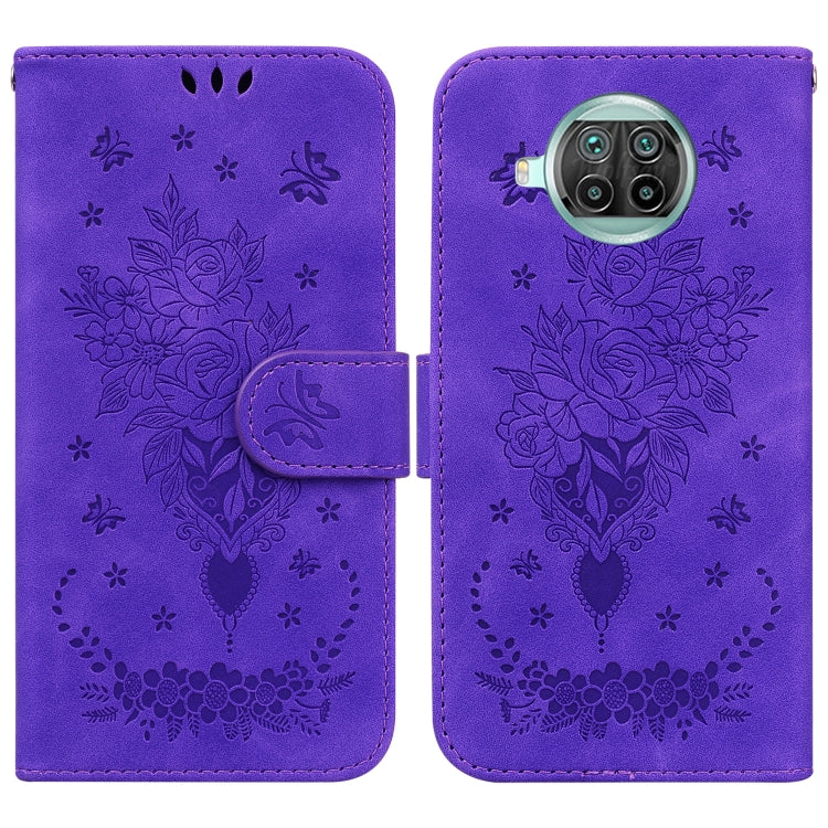 For Xiaomi Mi 10T Lite 5G / Redmi Note 9 Pro 5G Butterfly Rose Embossed Leather Phone Case