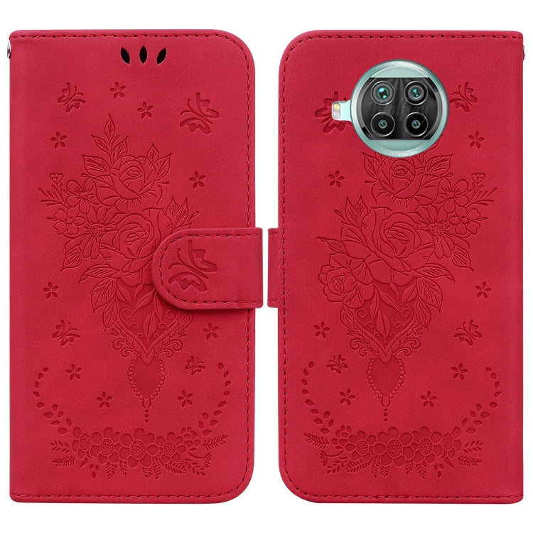 For Xiaomi Mi 10T Lite 5G / Redmi Note 9 Pro 5G Butterfly Rose Embossed Leather Phone Case