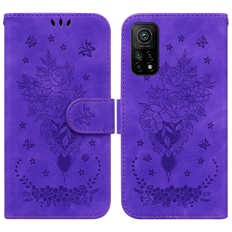 For Xiaomi Mi 10T Pro 5G / 10T 5G Butterfly Rose Embossed Leather Phone Case