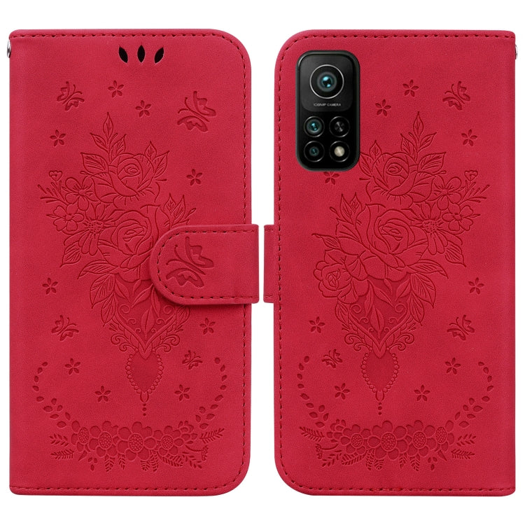 For Xiaomi Mi 10T Pro 5G / 10T 5G Butterfly Rose Embossed Leather Phone Case
