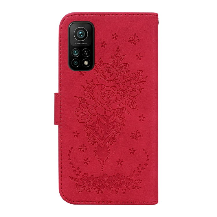For Xiaomi Mi 10T Pro 5G / 10T 5G Butterfly Rose Embossed Leather Phone Case