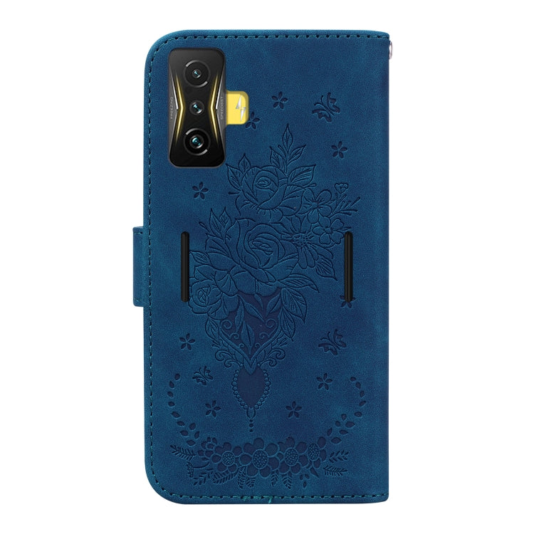 For Xiaomi Poco F4 GT / Redmi K50 Gaming Butterfly Rose Embossed Leather Phone Case