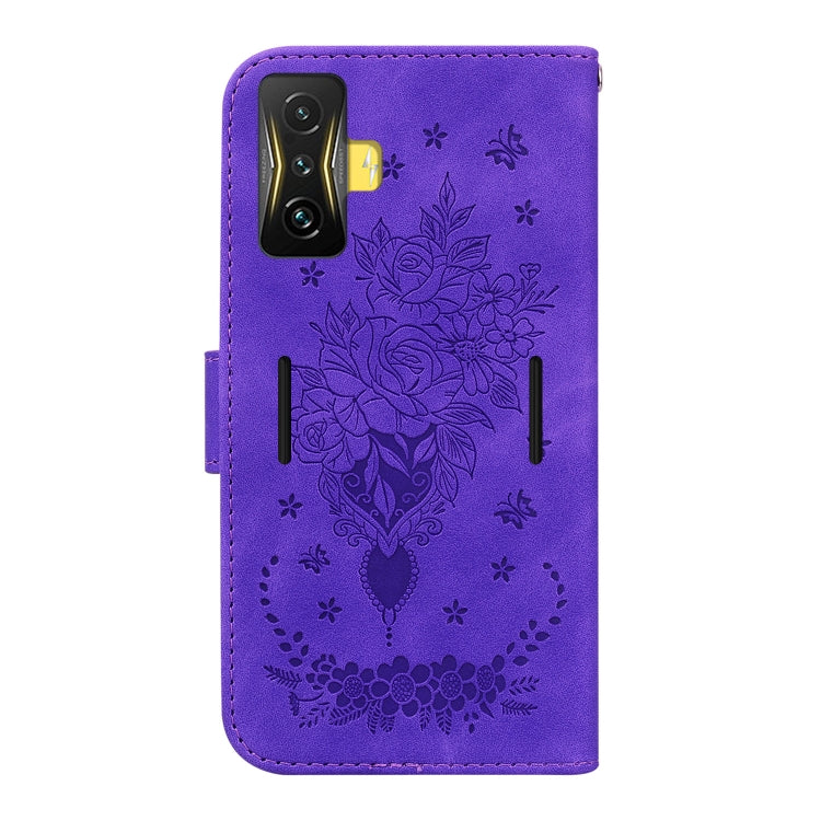 For Xiaomi Poco F4 GT / Redmi K50 Gaming Butterfly Rose Embossed Leather Phone Case