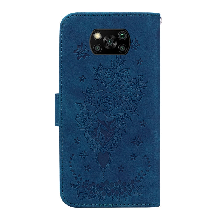For Xiaomi Poco X3 NFC / Poco X3 Pro Butterfly Rose Embossed Leather Phone Case