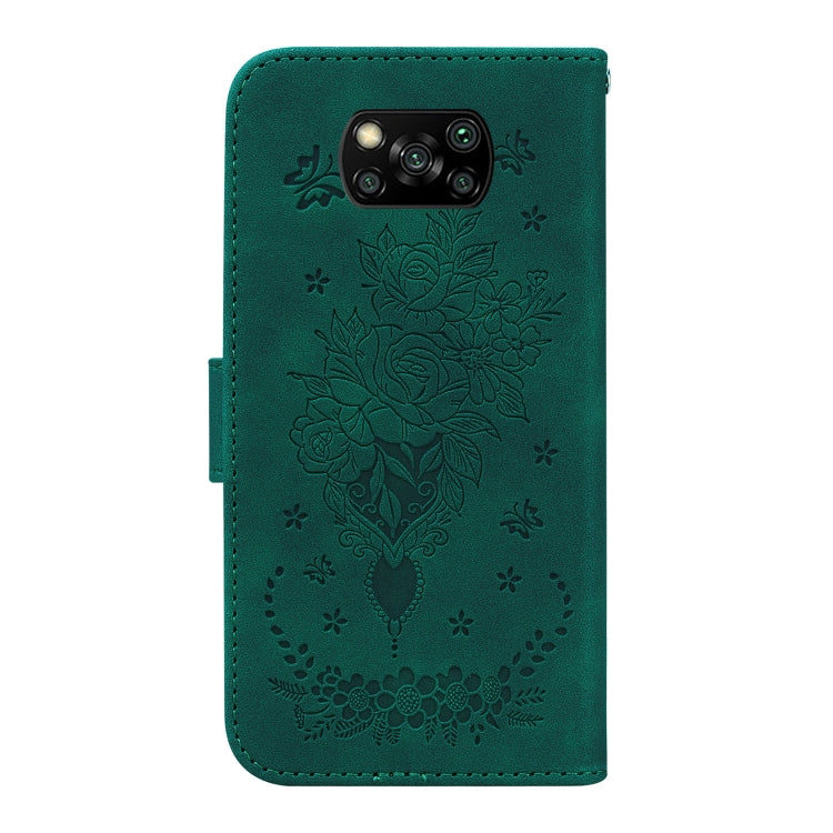 For Xiaomi Poco X3 NFC / Poco X3 Pro Butterfly Rose Embossed Leather Phone Case