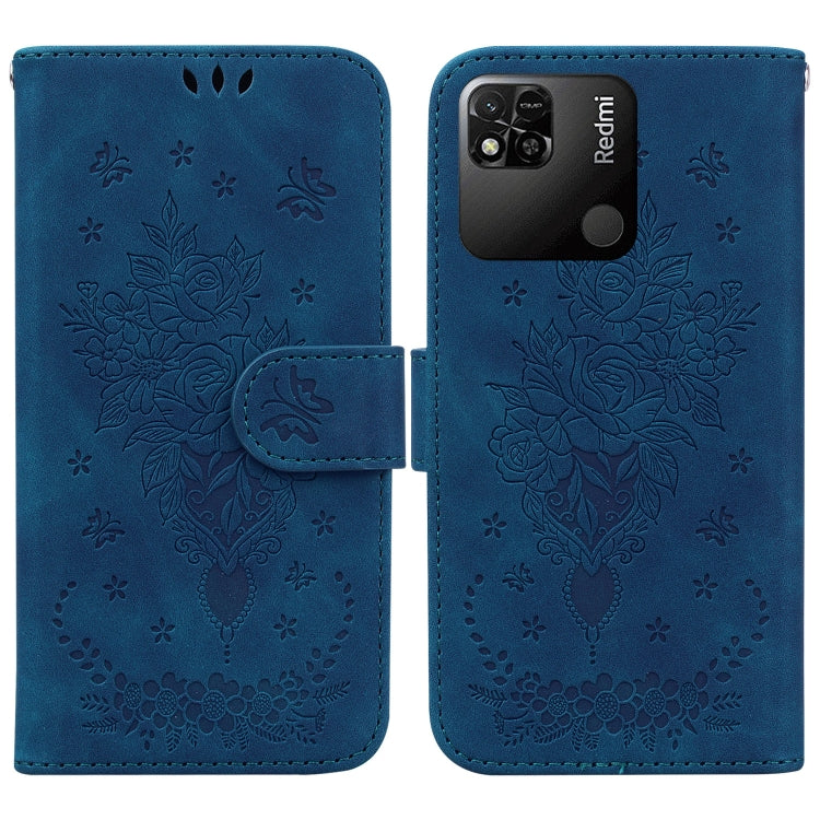 For Xiaomi Redmi 10A Butterfly Rose Embossed Leather Phone Case