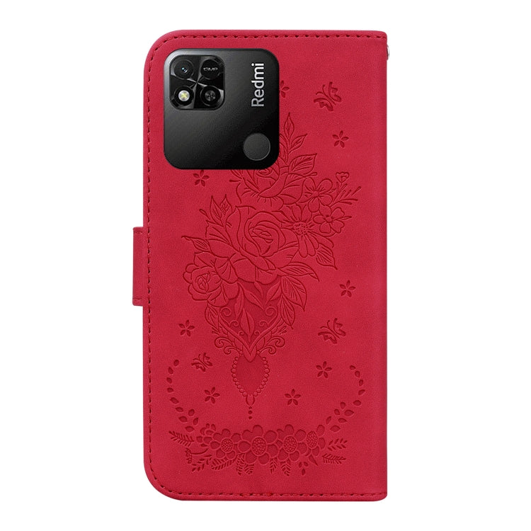 For Xiaomi Redmi 10A Butterfly Rose Embossed Leather Phone Case