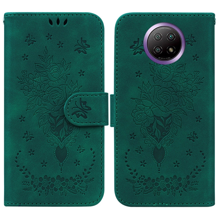 For Xiaomi Redmi Note 9T / Note 9 5G Chinese Butterfly Rose Embossed Leather Phone Case