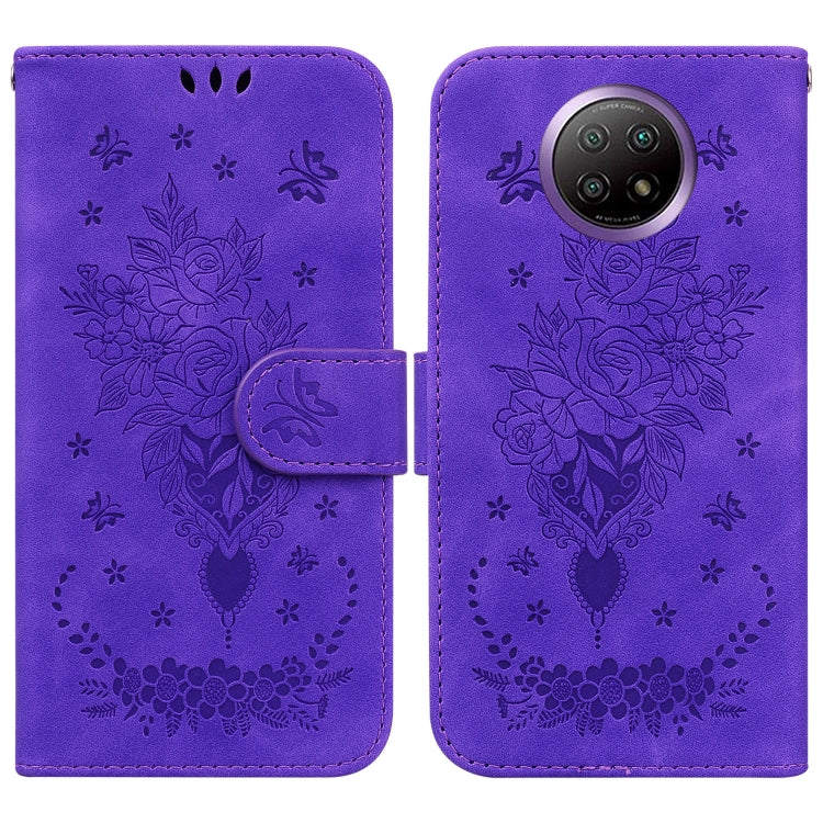 For Xiaomi Redmi Note 9T / Note 9 5G Chinese Butterfly Rose Embossed Leather Phone Case