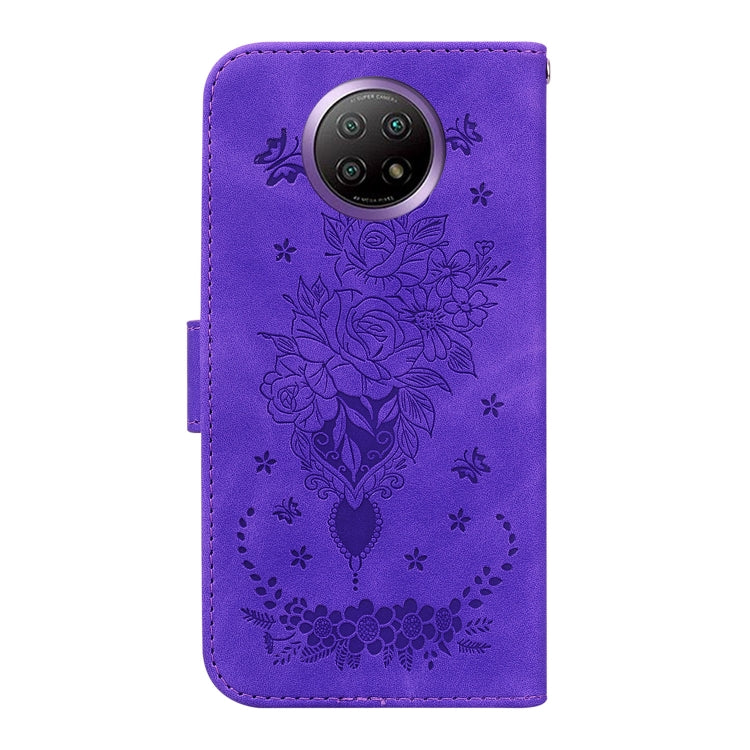 For Xiaomi Redmi Note 9T / Note 9 5G Chinese Butterfly Rose Embossed Leather Phone Case