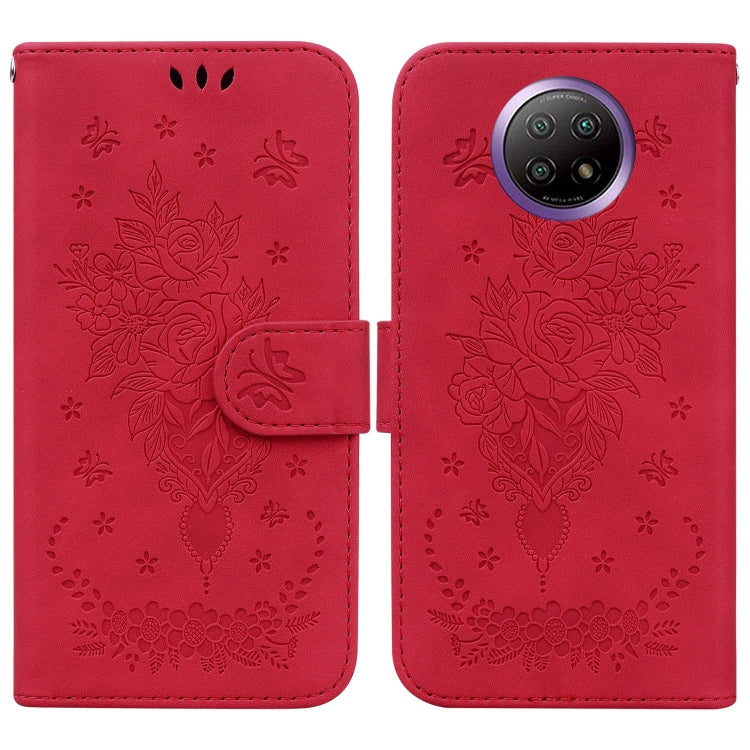 For Xiaomi Redmi Note 9T / Note 9 5G Chinese Butterfly Rose Embossed Leather Phone Case